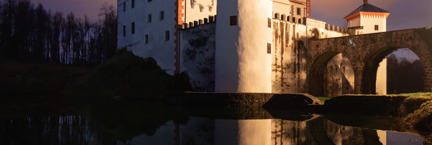Sneznik Castle just after blue hour, long exposure