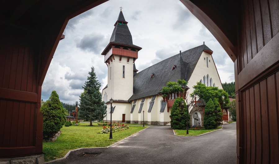 Beautiful Church of St. Anne build in 1910 - 1914, Oravska Lesna village, Slovakia