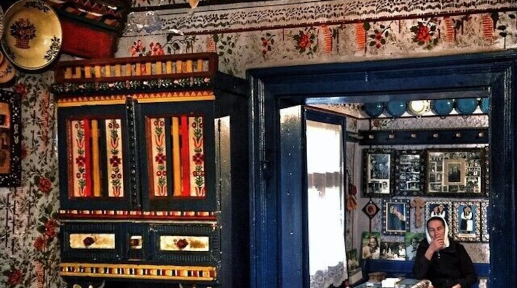 Colour boom inside a traditional house or Maramures at its best. this is the house of the founder of the Merry Cemetery.