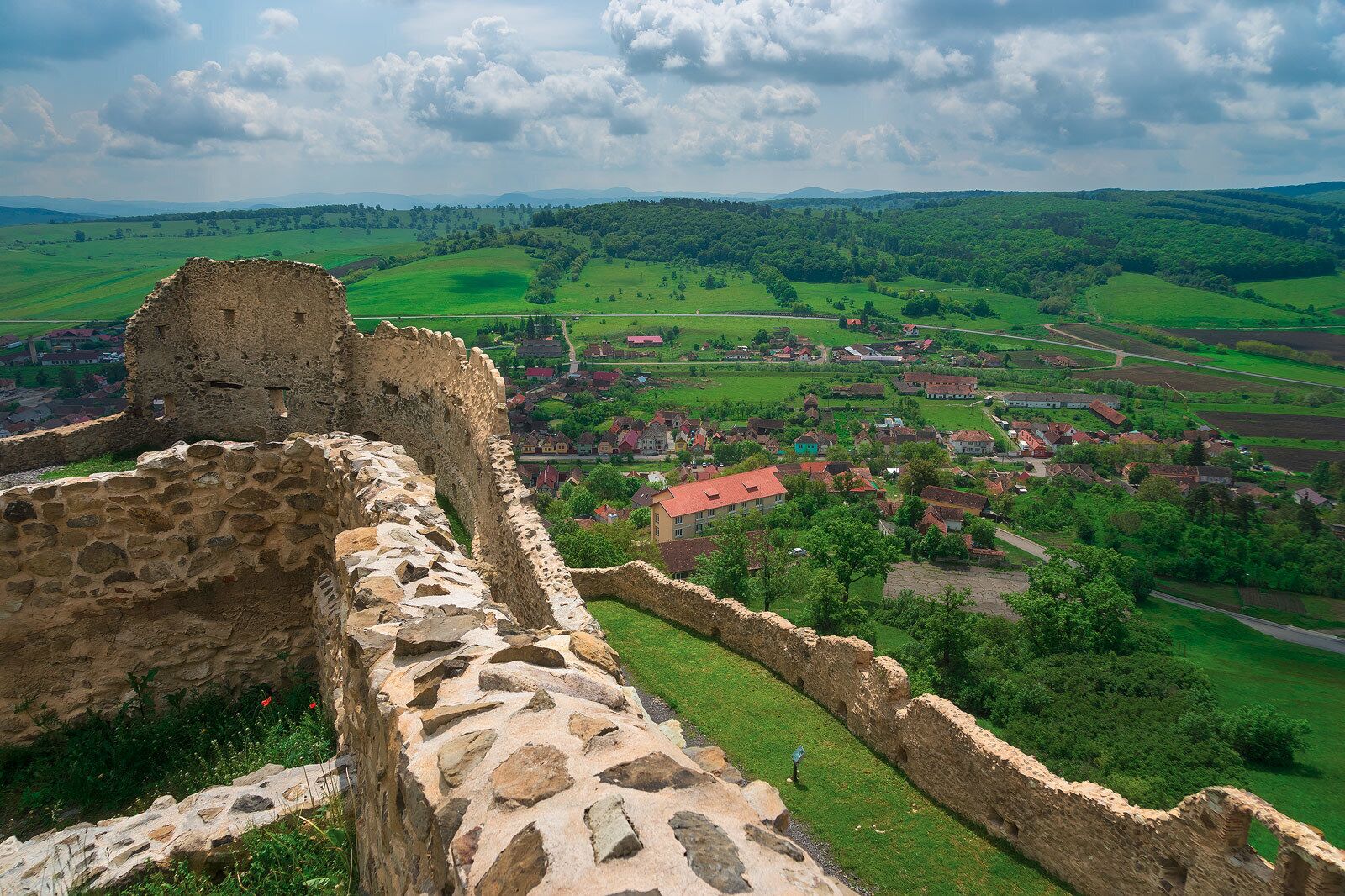The restored but still crumbling walls of Rupea citadel. It's one of the oldest archaeological sites in Romania having traces of human settlement since the Paleolithic era.

http://www.alwayswanderlust.com/sibiu-romania-the-heart-of-transylvania/