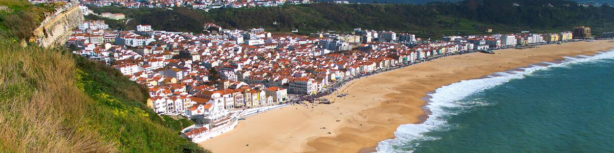View of Nazaré Beach, Atlantic coast, Nazaré, Portugal, Europe