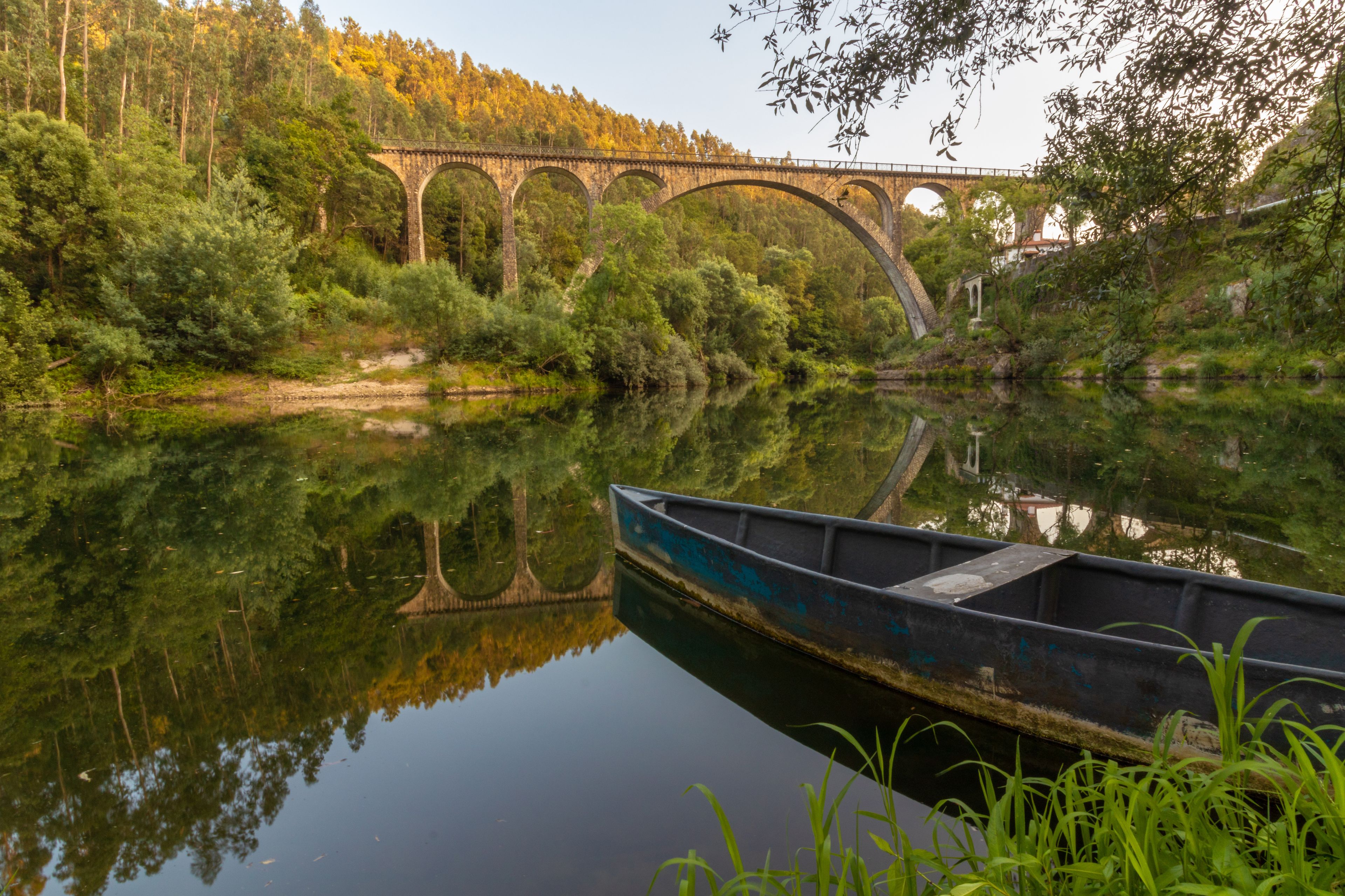 fantastic landscape photography, on the Poço de Santiago bridge in the town of Sever do Vouga, district of Aveiro, Portugal