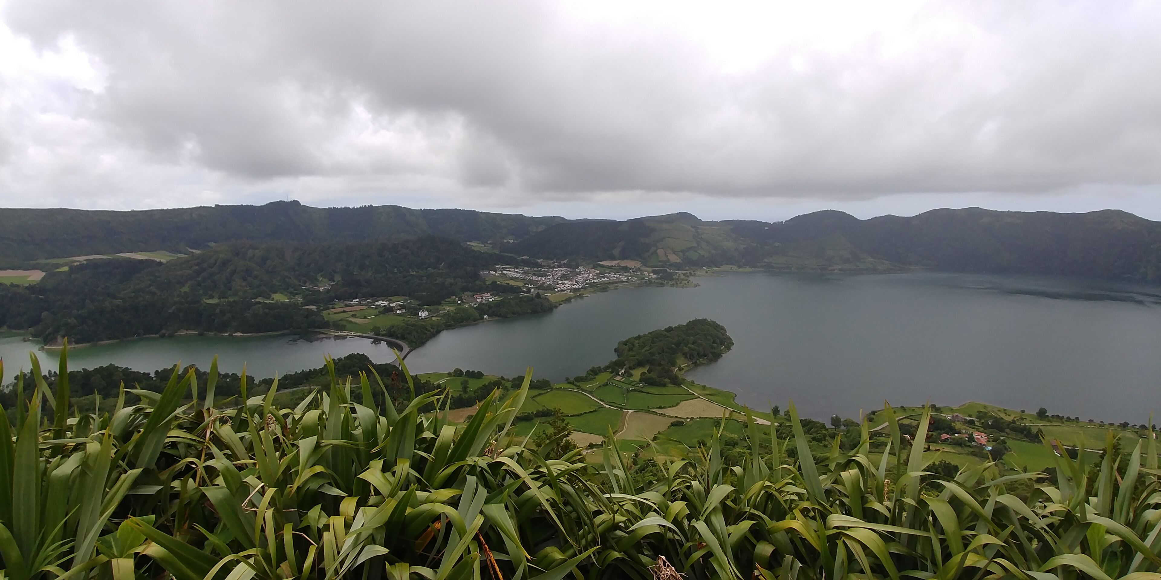 Green and blue lakes. One of the 7 natural wonders of Portugal. Beautiful veiw.