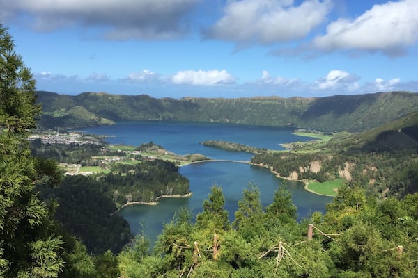 One of the must-see places in Azores Sao Miguel twin lakes Sete Citades. Amazing view!