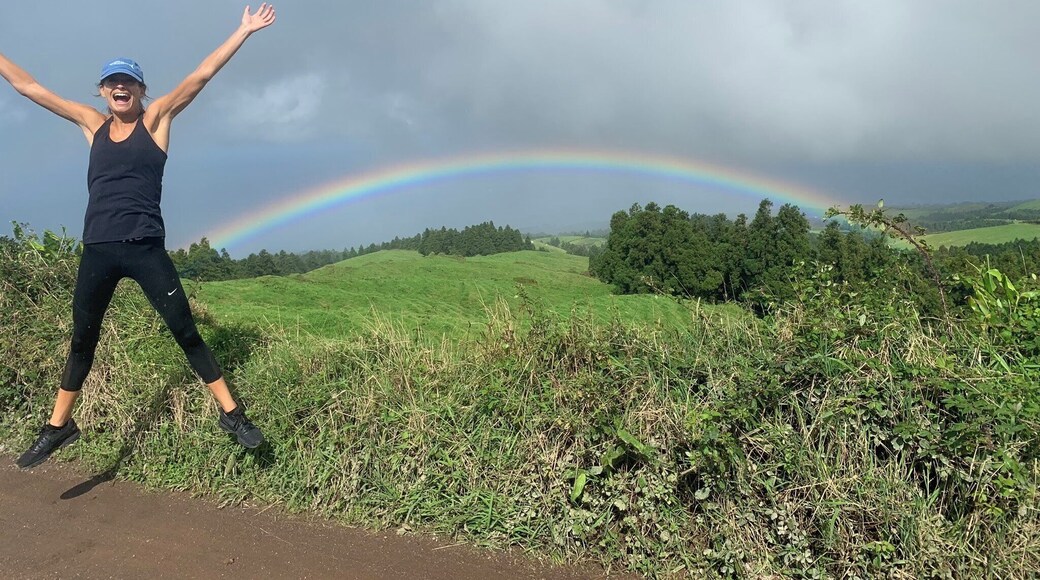 When you're on a long, exhausting hike and make it through a huge rainstorm, to then have a double rainbow for the rest of the hike...all in the middle of no where #SaoMiguel #Azores #LifeatExpediaGroup