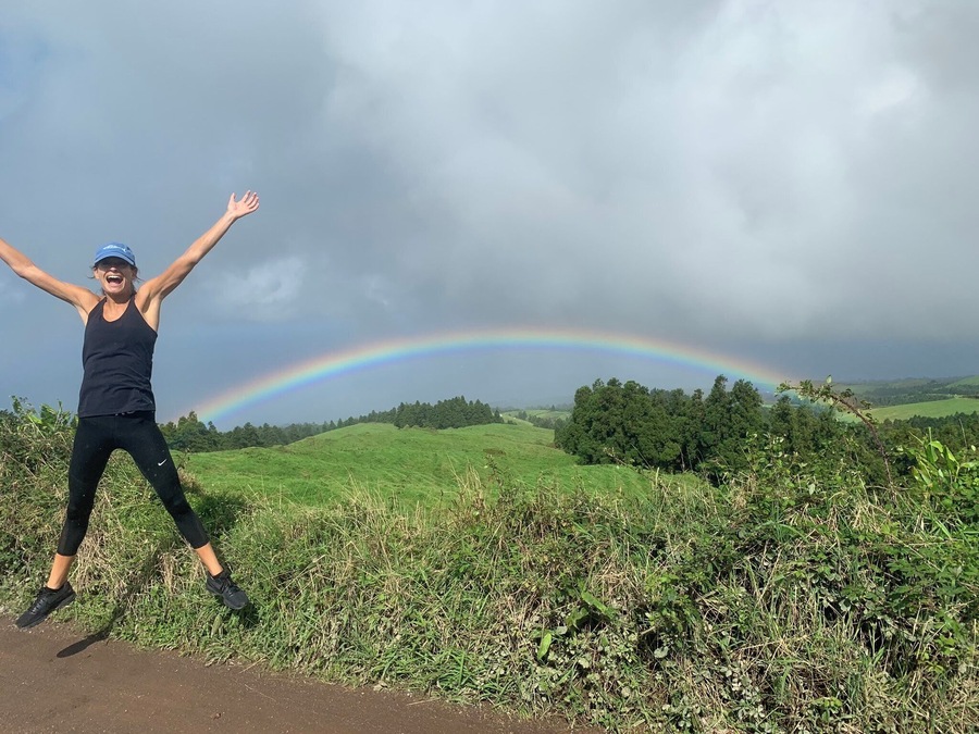 When you're on a long, exhausting hike and make it through a huge rainstorm, to then have a double rainbow for the rest of the hike...all in the middle of no where #SaoMiguel #Azores #LifeatExpediaGroup