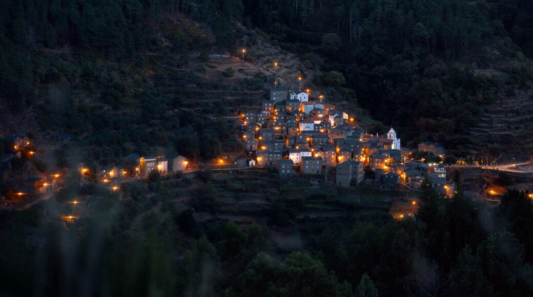 night view of the lights of small city in the mountains