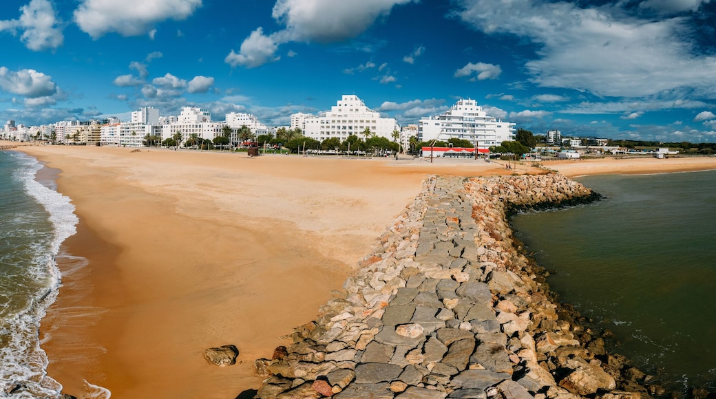 Beautiful aerial panorama of Portuguese city of Quarteira, Algarve, Portugal