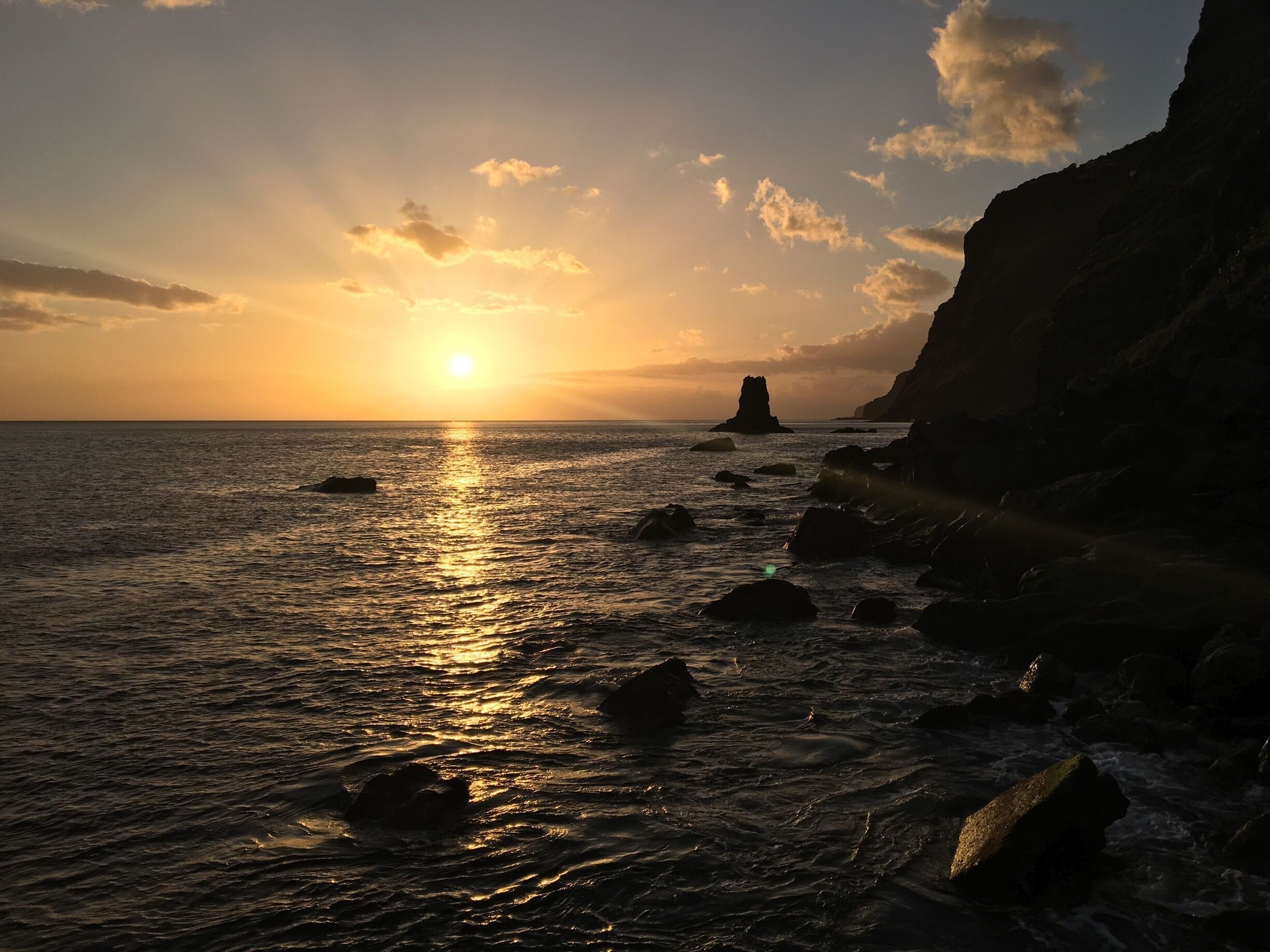Amazing sunset!!A small paradise...This photo was taken last week, in Madeira island, in a small place ... Calhau da Lapa ! Located in Campanário and hidden at the bottom of a steep slope, this beach offers crystal clear waters as a reward for those who decide to follow the difficult paths. 