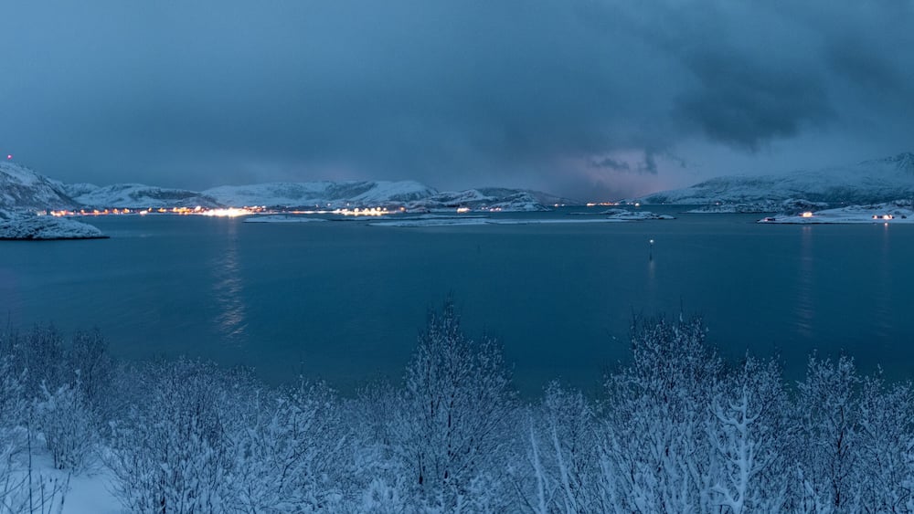 Beautiful island of Summary, Norway, in winter
