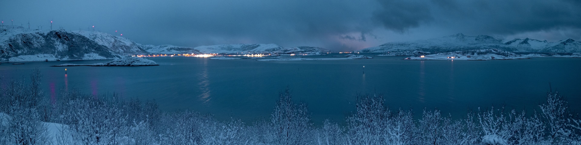 Beautiful island of Summary, Norway, in winter