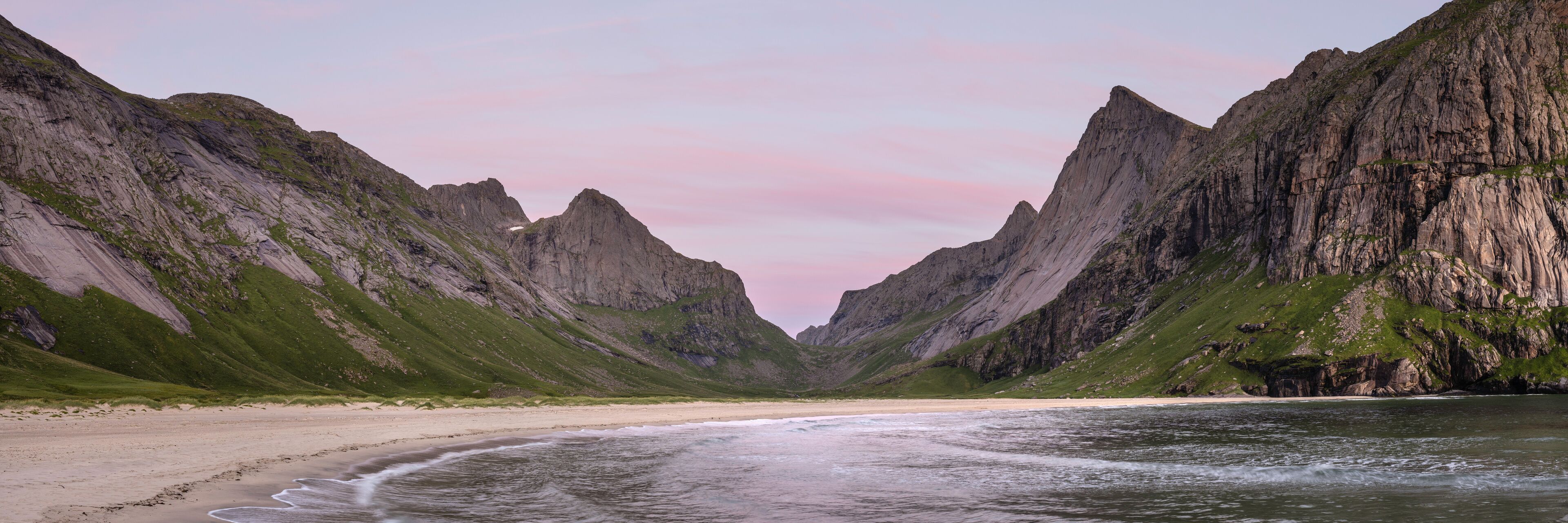 Horseid beach at dusk Moskenesoya Lofoten Islands