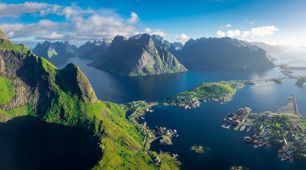 Lake of the Reinebringen Mount on the top of the Lofoten Islands, Norway