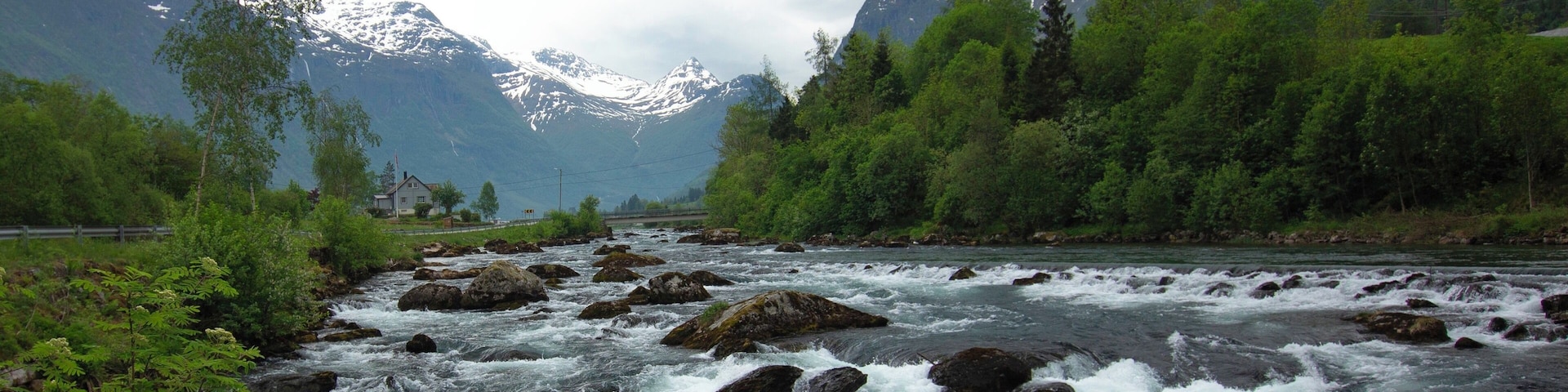 Stream flowing from the waterfall in Olden