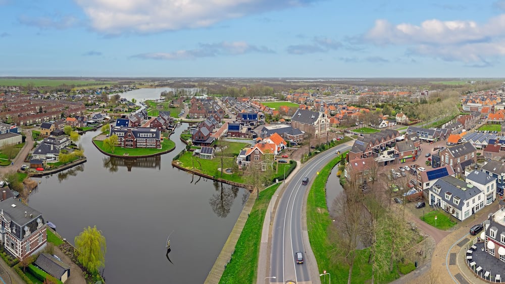 Aerial from the city Zwartsluis in the Netherlands