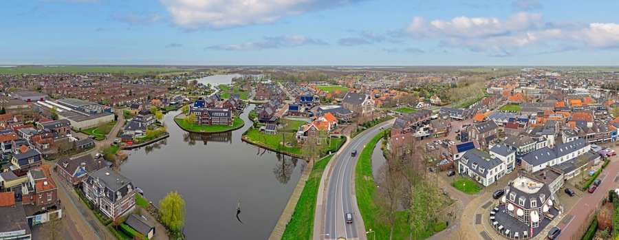 Aerial from the city Zwartsluis in the Netherlands