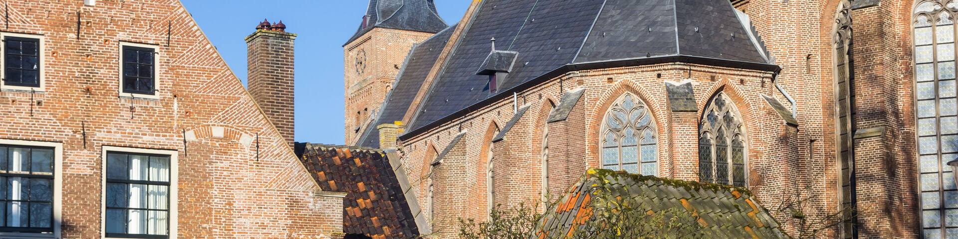 Panorama of the historic Andreas church in Hattem, Netherlands