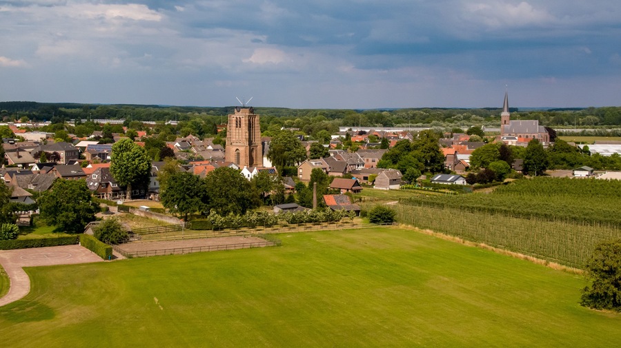 Wide angle shot of the Dutch village of Beesd in the Netherlands
