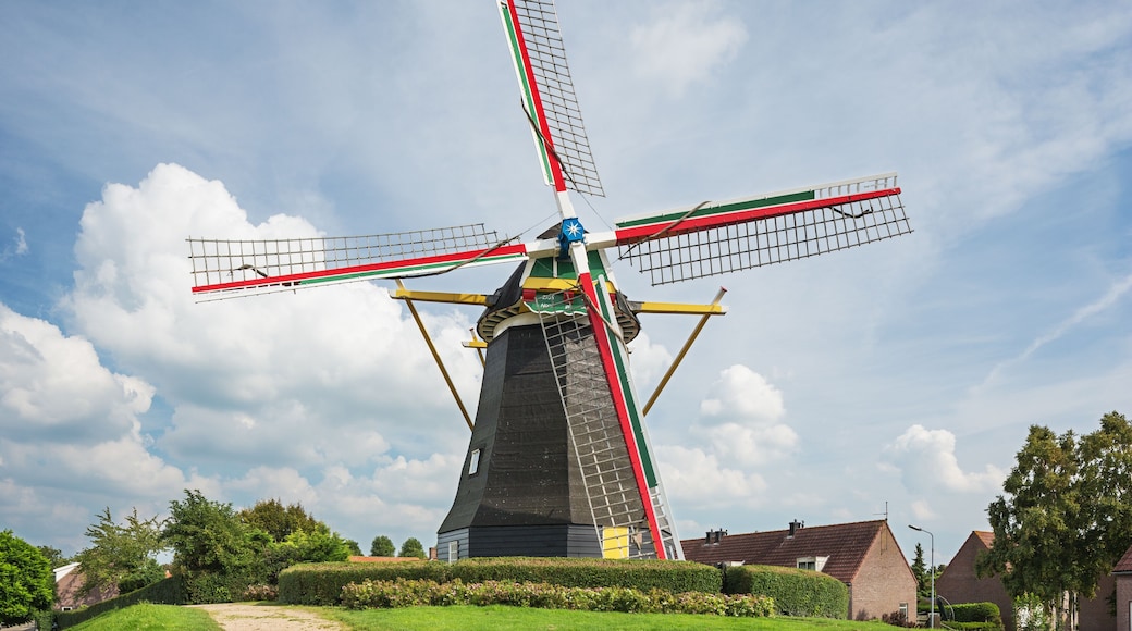 Colorful windmill Nooitgedacht in the middle of Arnemuiden
