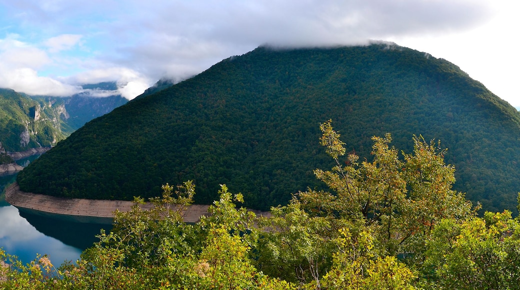 Panoramic view at Piva Lake(Pivsko Jezero) near Pluzine, Montenegro.