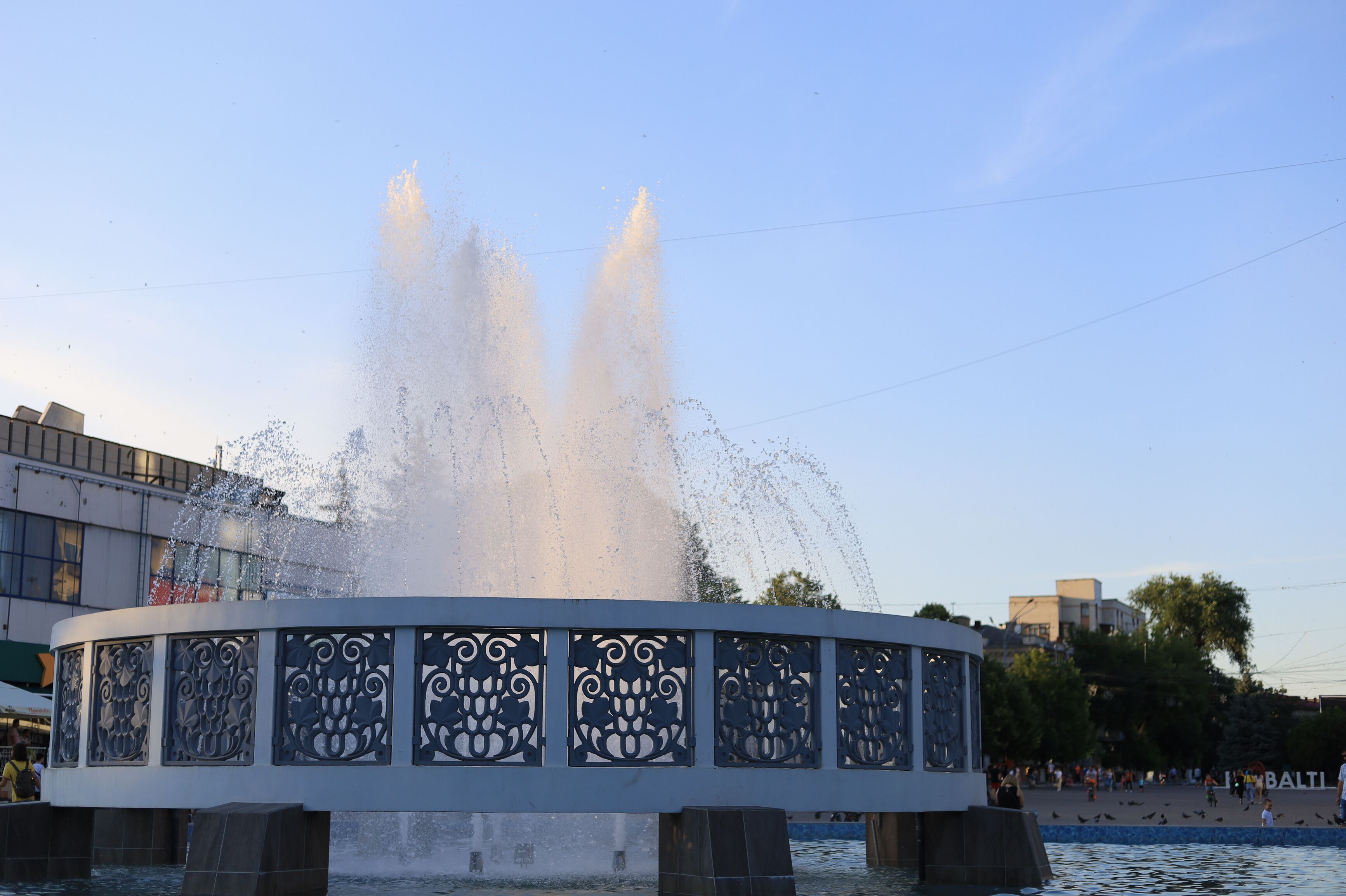Beltsy or Balti, Moldova city fountain background