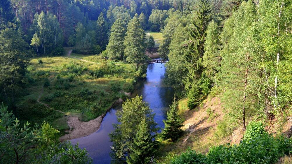 Ula river in the Dzukija National Park popular among canoeists and kayakers