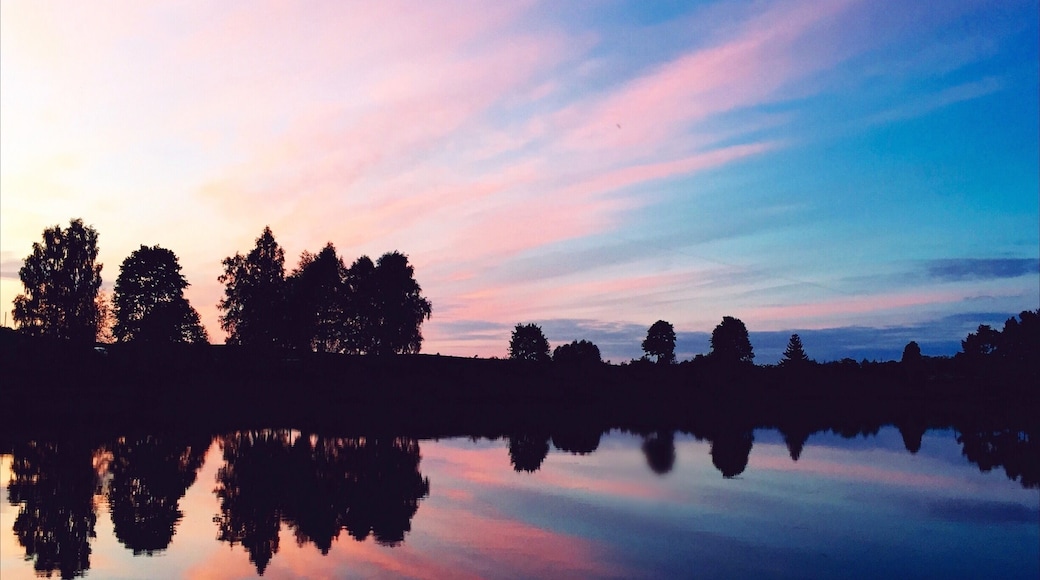 Beautiful sky over and inside the lake...