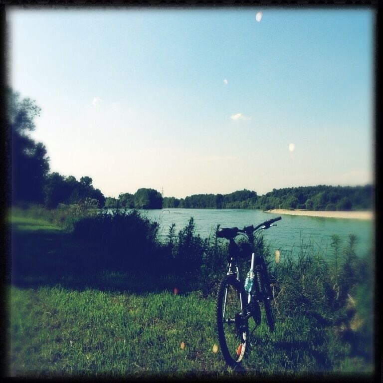 outdoor cycling around river Ticino park, near Pavia city 