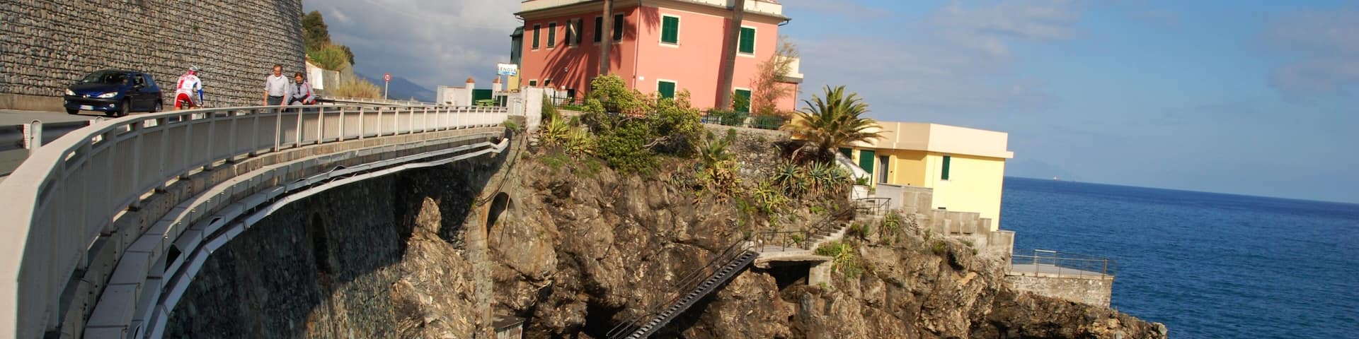 Voltri, Genoa, Italy. Scogli lungo l'Aurelia ai piedi della collina di Crevari