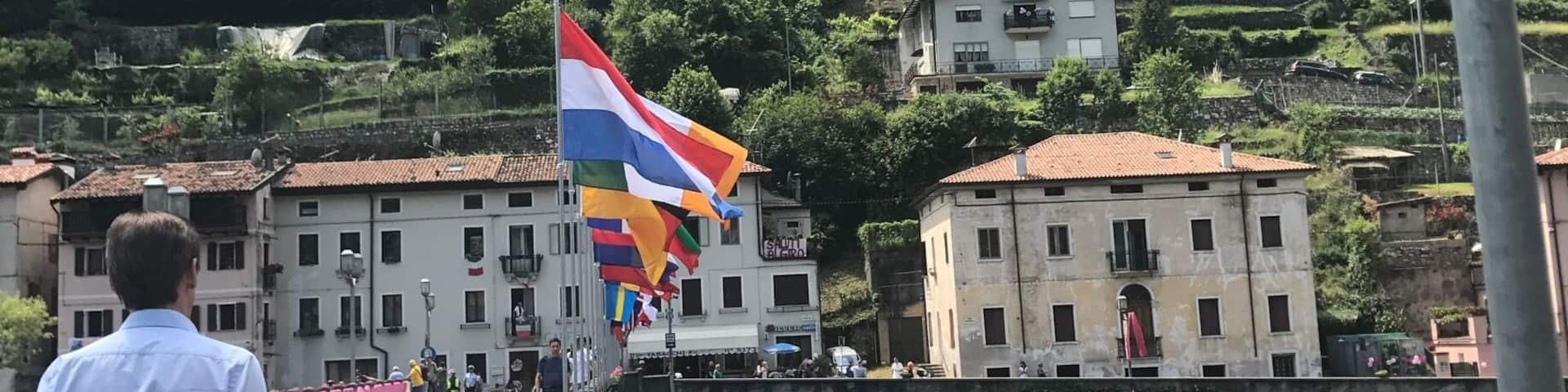 Walking over the bridge where the stage 20 oh Giro D'Italia cycled over on Saturday 27th May 2017.