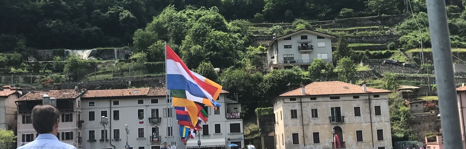 Walking over the bridge where the stage 20 oh Giro D'Italia cycled over on Saturday 27th May 2017.