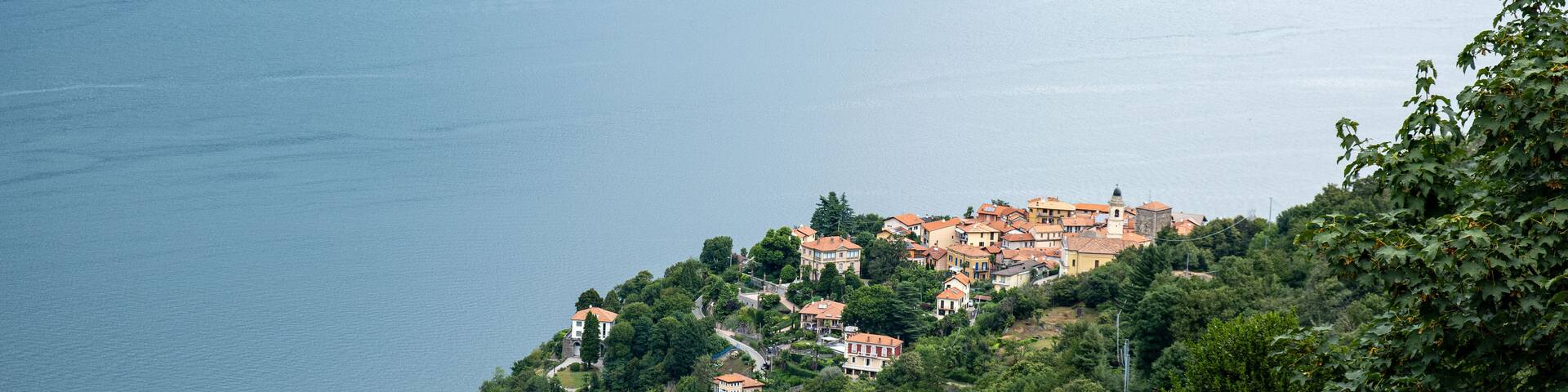 Scenic View of Tronzano (Italy) at Lago Maggiore with Ancona (Switzerland) in the Background.