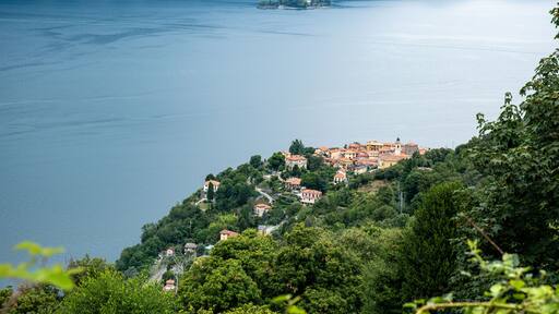 Scenic View of Tronzano (Italy) at Lago Maggiore with Ancona (Switzerland) in the Background.