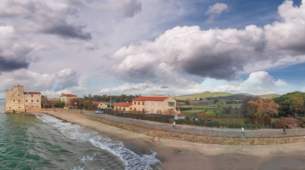 Torre Mozza, Tuscany, Italy. Aerial panoramic view in autumn after a storm