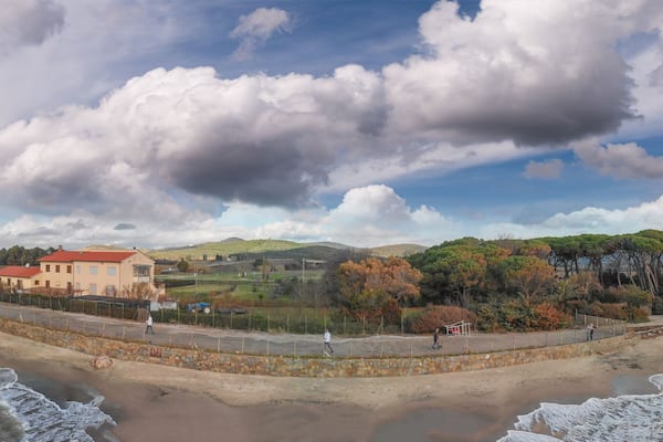 Torre Mozza, Tuscany, Italy. Aerial panoramic view in autumn after a storm