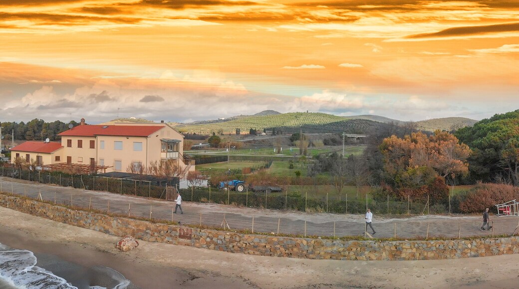 Torre Mozza, Tuscany, Italy. Aerial panoramic view in autumn after a storm