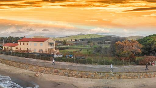 Torre Mozza, Tuscany, Italy. Aerial panoramic view in autumn after a storm