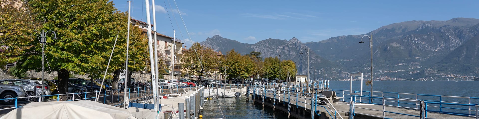 Tavernola Bergamasca, Italy. Amazing views of the village which overtakes the Iseo lake. North Italy. Province of Bergamo