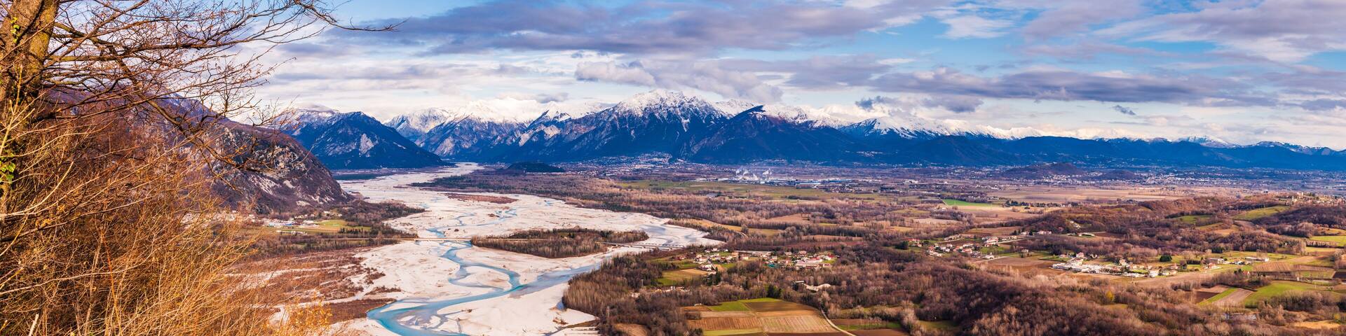 The meanders of the Tagliamento. Last natural river of Europe. Friuli. Italy