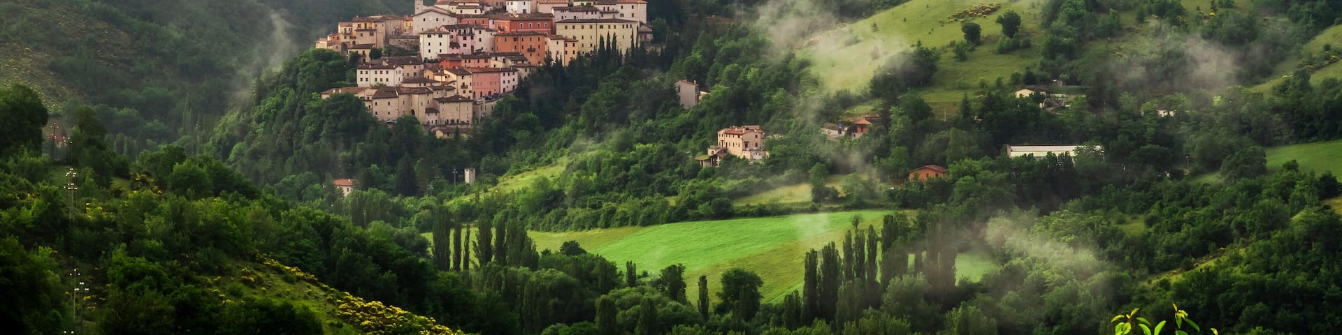Sunrise over the village of Preci, Umbria, Italy