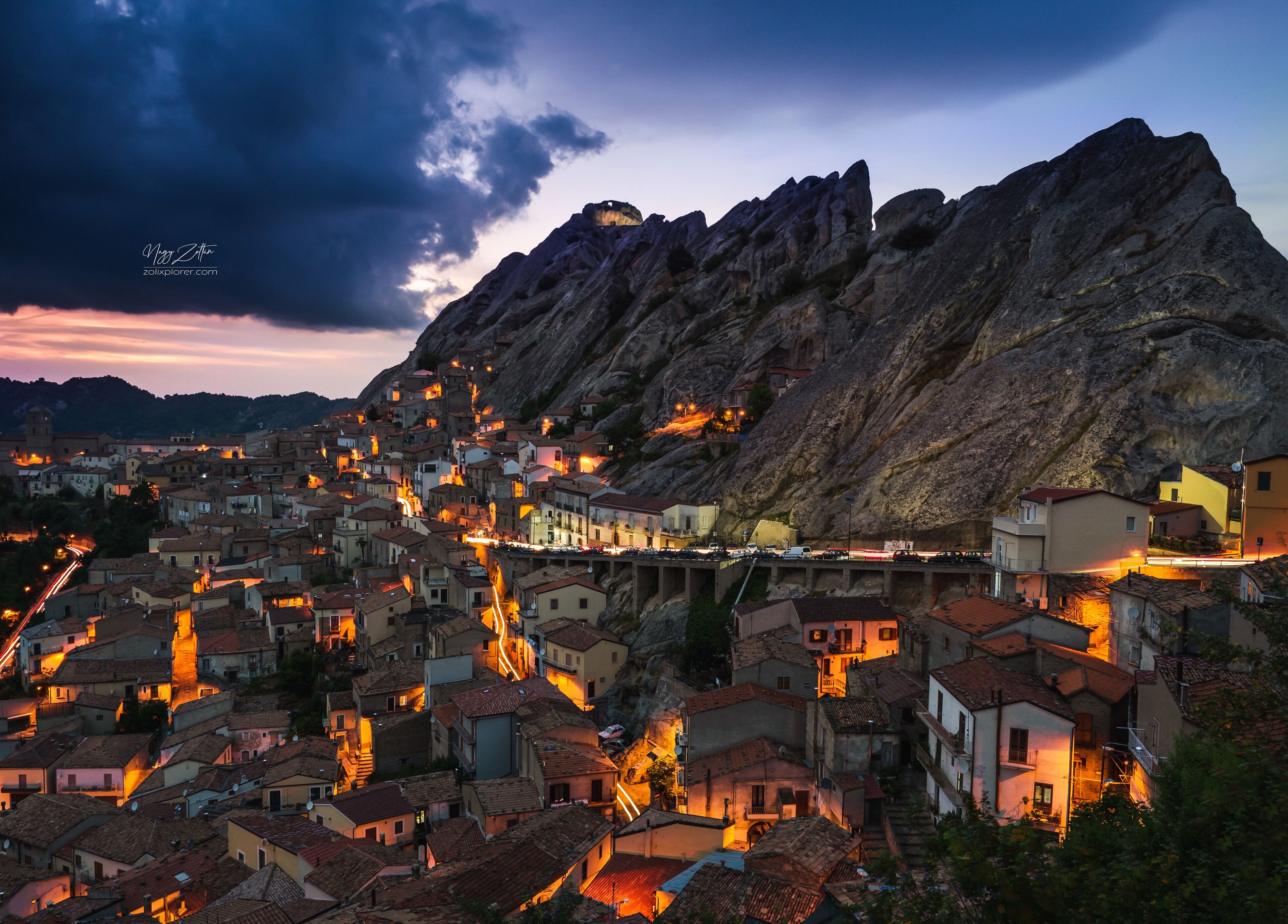 Blue hour shot of the beautiful Pietrapertosa in southern Italy.