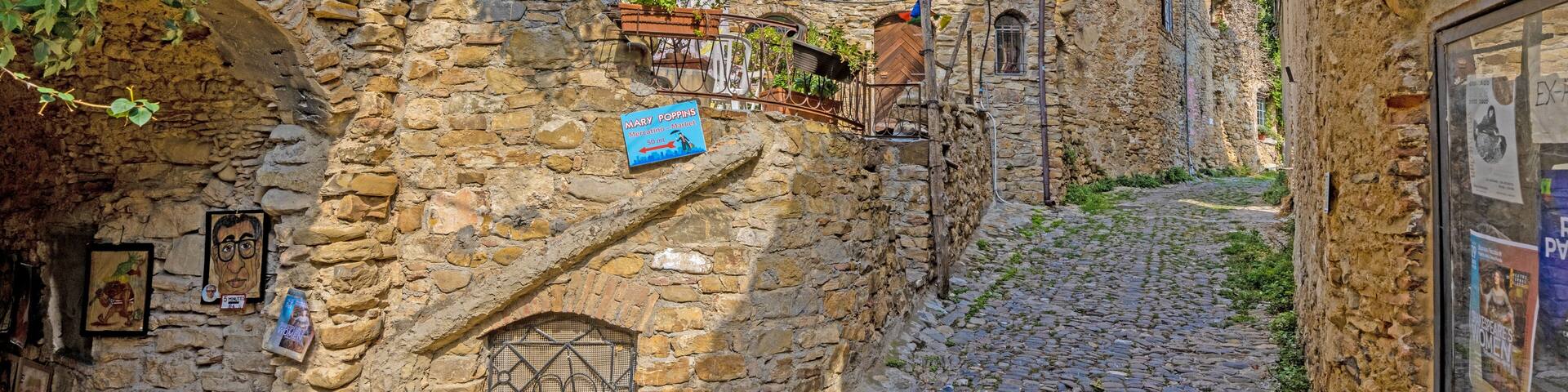Picture from the abandoned historic ruined village of Bussana in Italy during the day