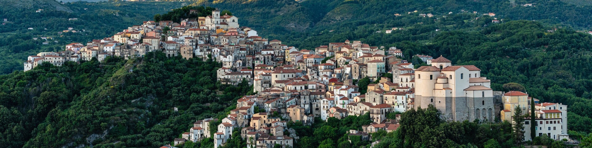 Panoramic view of Rivello, beautiful village in the Province of Potenza, Basilicata, Italy.