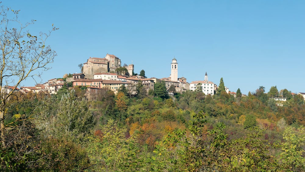 Cremolino medieval village on a hill of Monferrato Piedmont Italy