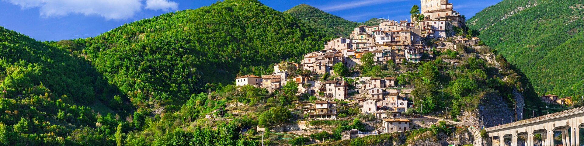 most beautiful villages of Italy - Castel di Tora, scenic Turano lake , Lazio region Rieti province