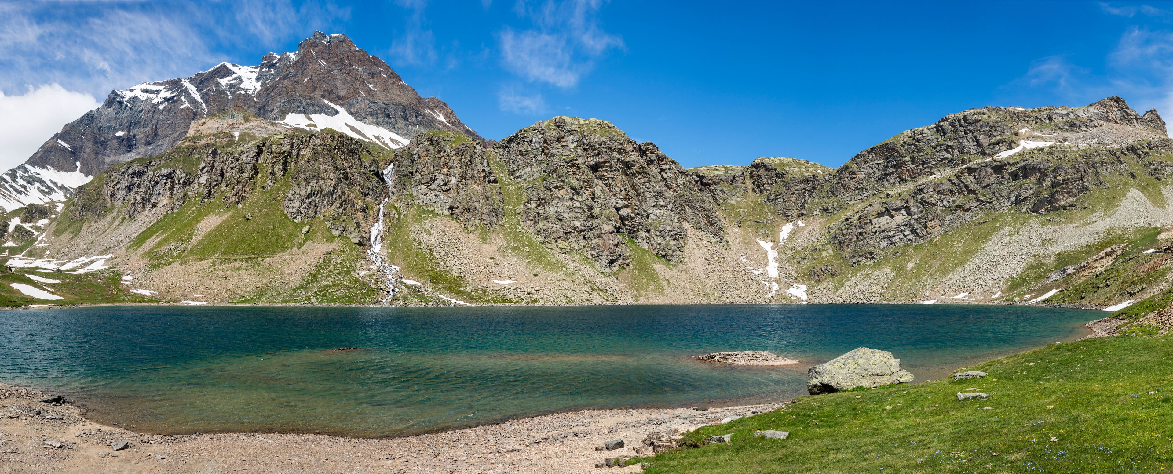 landscape mountain between Ceresole Reale and the Nivolet hill around serrù lake, Agnel lake, Nivolet lake in Piedmont in Italy