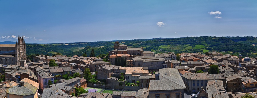 Orvieto ancient city and landscape rooftop views from the Tower, Torre del Moro, Umbria Italy 2023