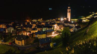 The alpine village of Gerola alta, between the Orobie alps, during a summer evening, Valtellina, Italy - July 2022.