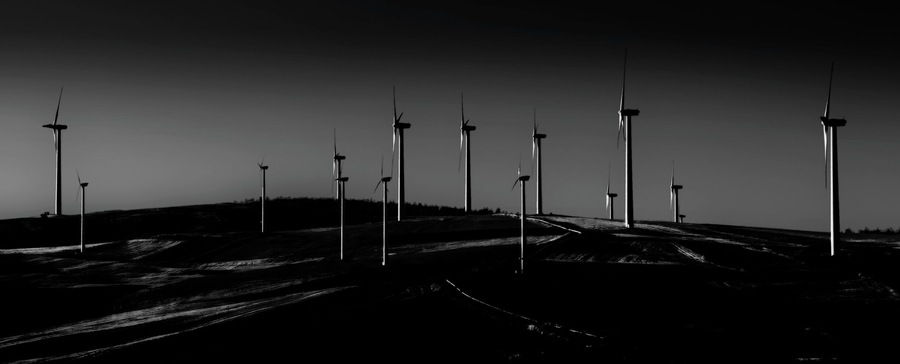 Surreal picture of the wind farm near Candela in Puglia.
