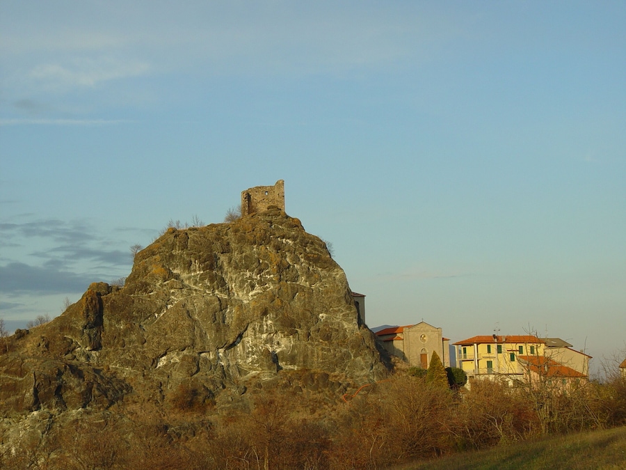 Ruins of Pietramogolana castle, an Old Tower in Taro Valley, Parma (Italy)